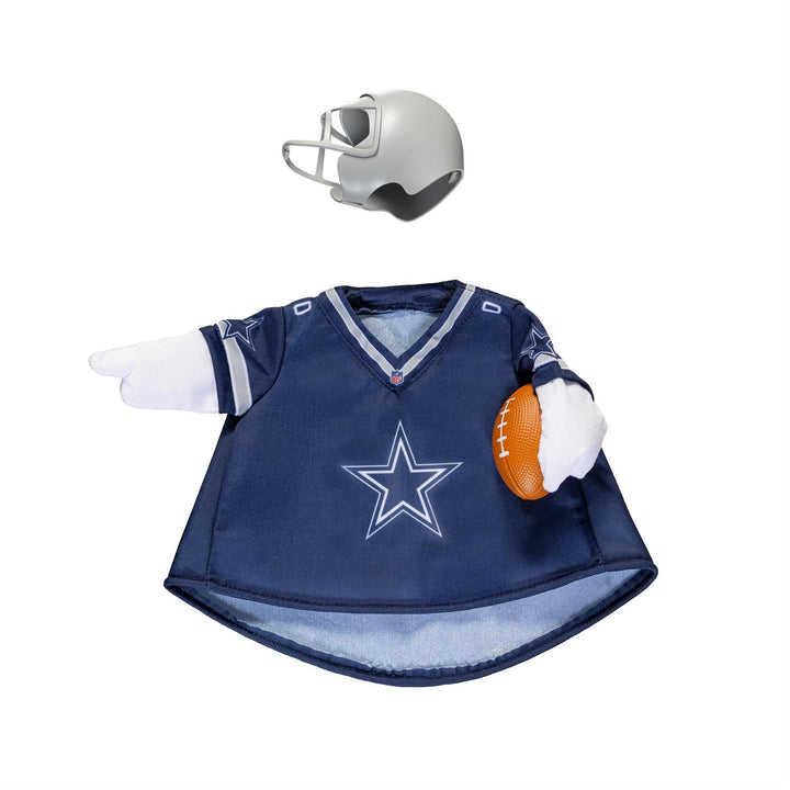 Dallas Cowboys porch goose outfit displayed by a front door with flowers