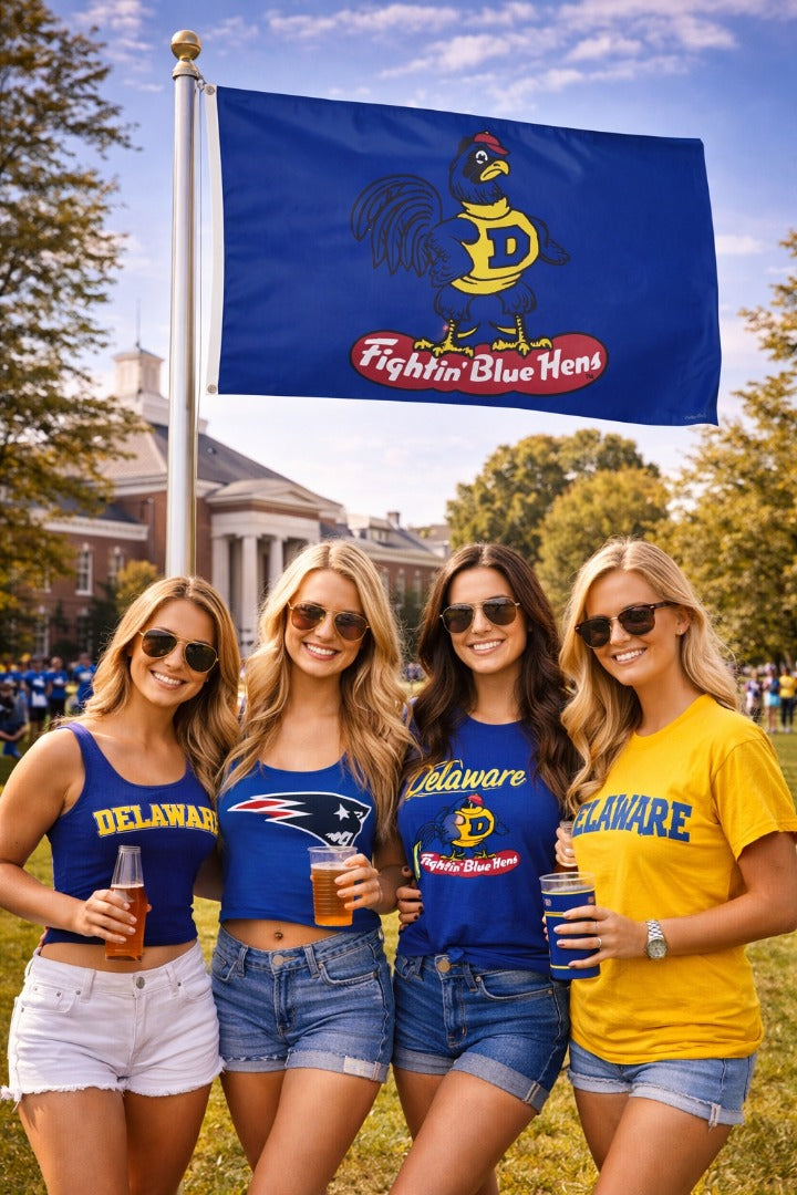 Delaware Fighting Hens Flag 3x5 Retro Logo heartlandflags