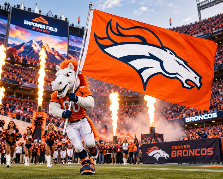 Denver Broncos 2 Sided Orange 3x5 Flag