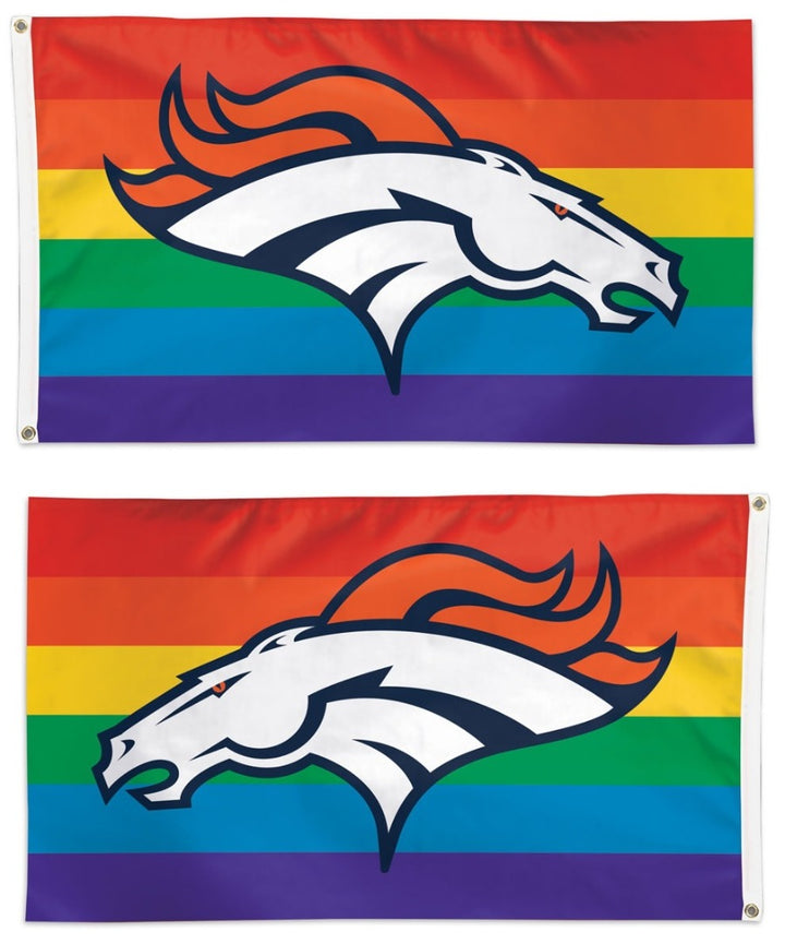 Denver Broncos Flag 3x5 Pride Rainbow heartlandflags