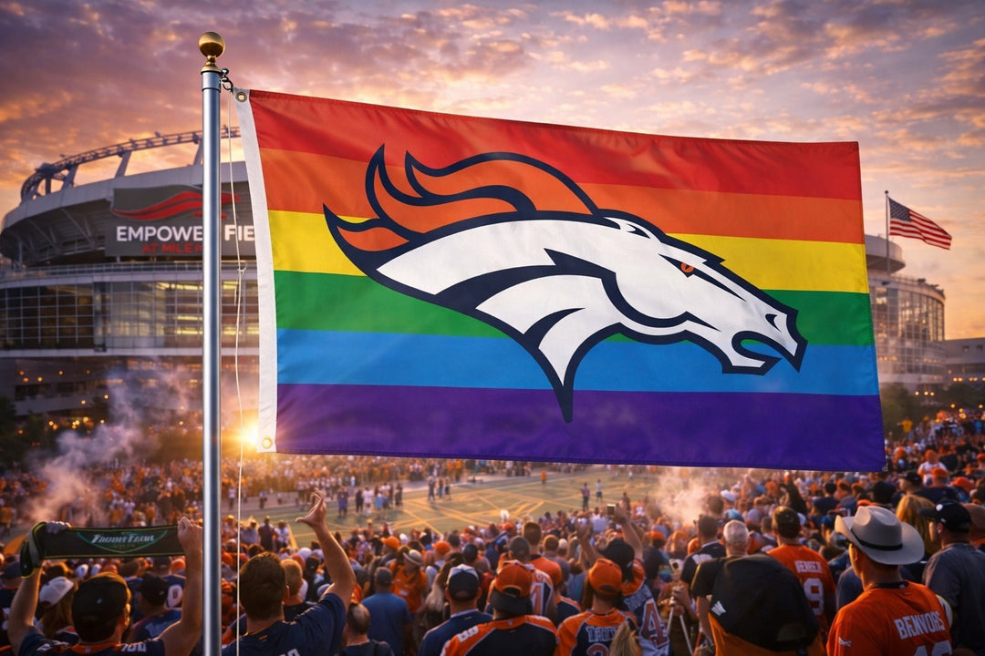 Denver Broncos Flag 3x5 Pride Rainbow heartlandflags