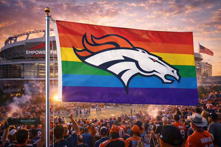 Denver Broncos Flag 3x5 Pride Rainbow heartlandflags