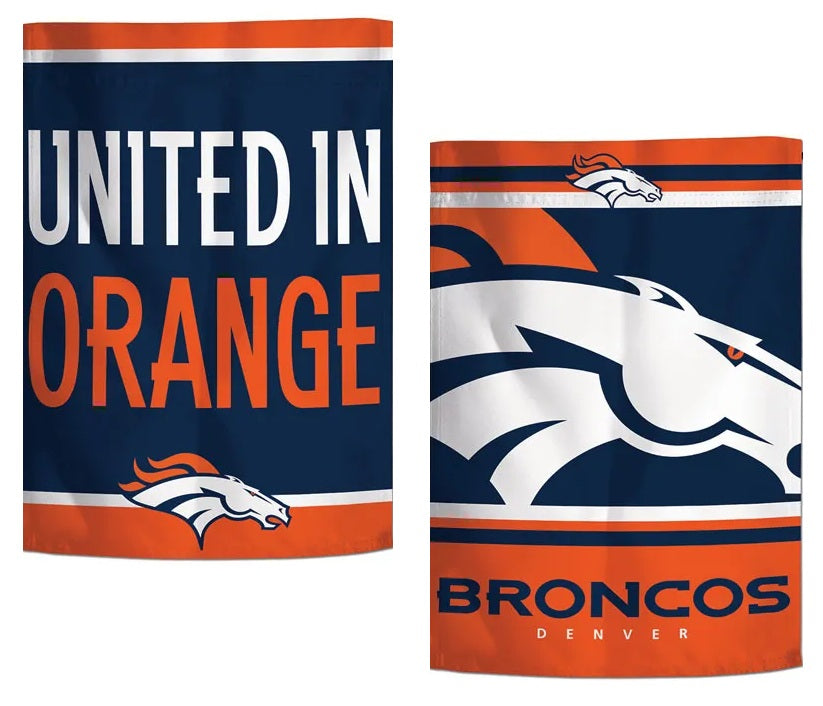 Denver Broncos Garden Flag 2 Sided United In Orange Slogan heartlandflags