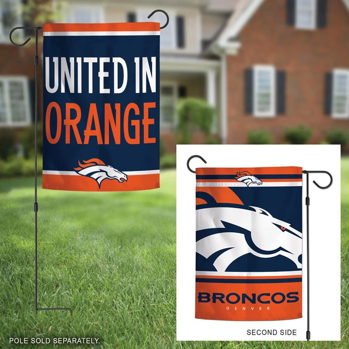 Denver Broncos Garden Flag 2 Sided United In Orange Slogan heartlandflags