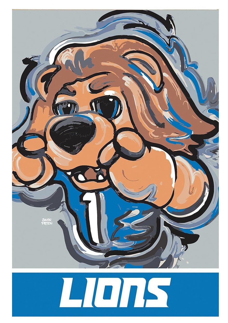 Detroit Lions 2 Sided Justin Patten NFL Banner - Free Shipping