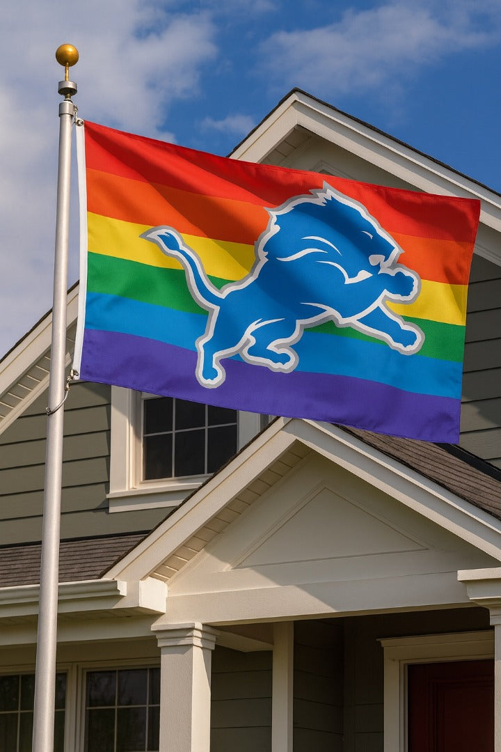 Detroit Lions 2 Sided Rainbow 3x5 Flag heartlandflags
