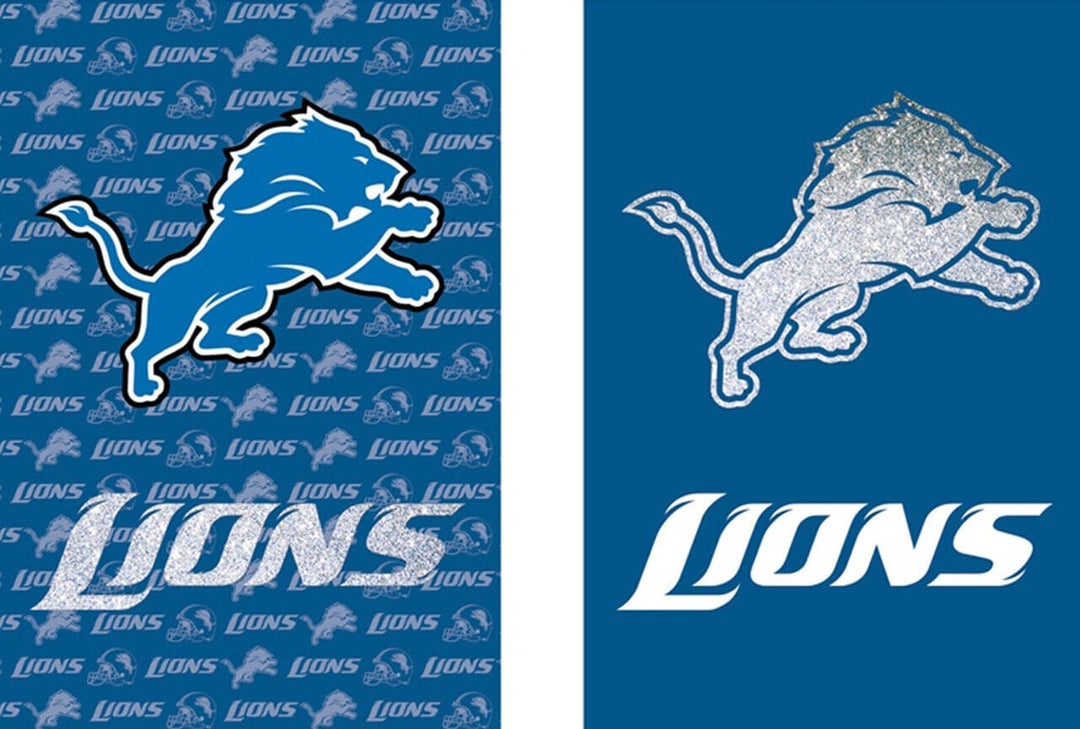 Detroit Lions Banner 2 Sided Glitter Logo House Flag heartlandflags