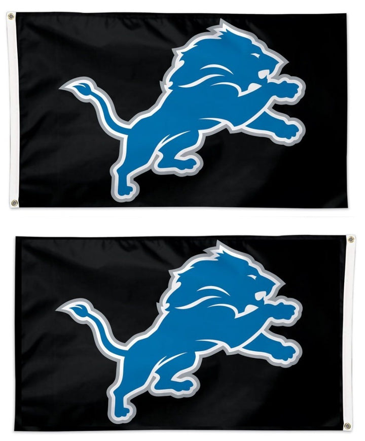 Detroit Lions Flag 3x5 Black 2 Sided heartlandflags