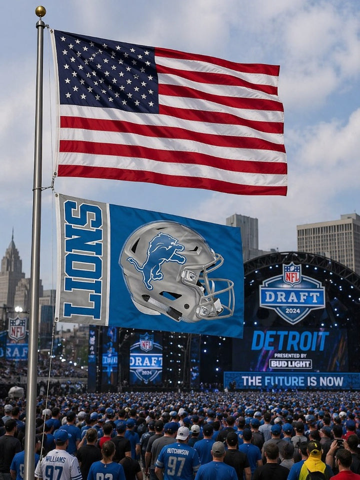 Detroit Lions Flag 3x5 Helmet Logo heartlandflags