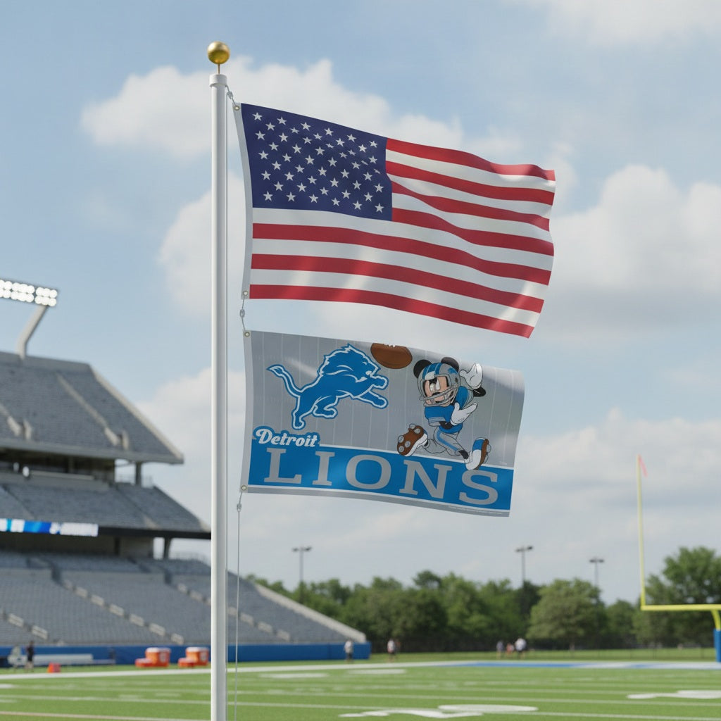 Detroit Lions Flag 3x5 Mickey Mouse Football Disney heartlandflags