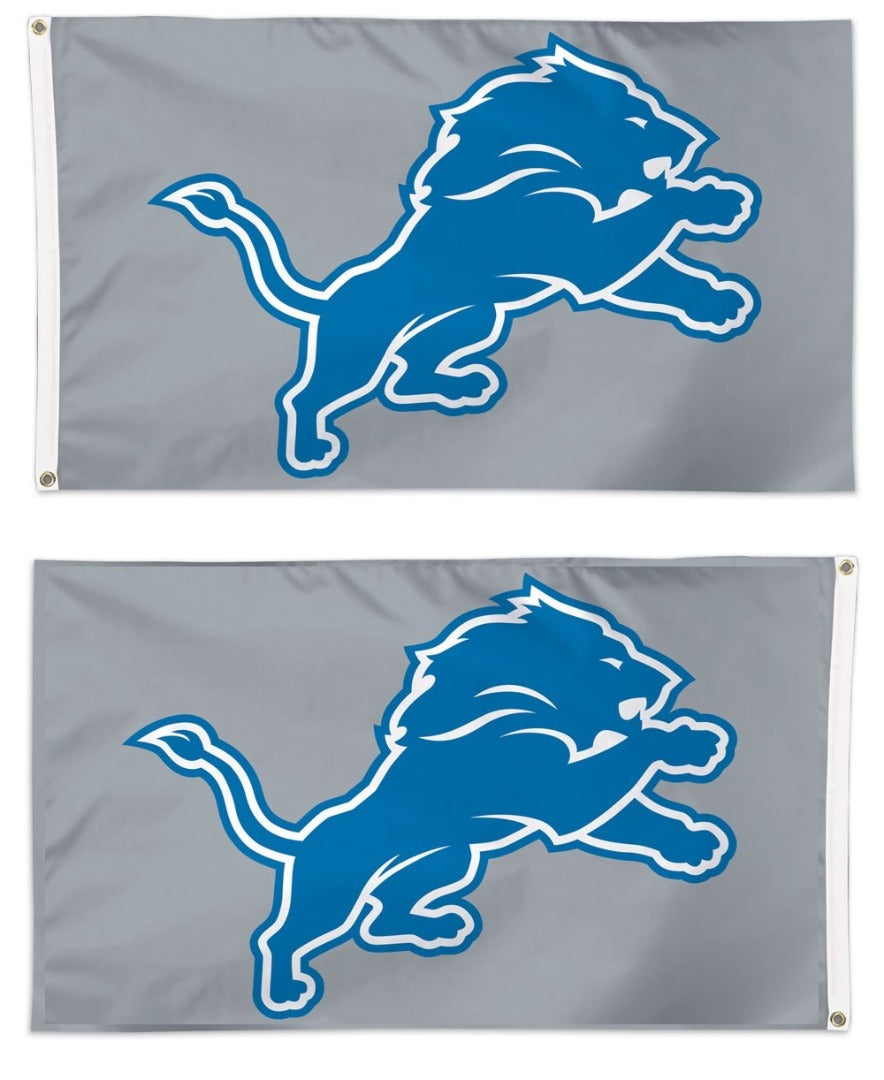 Detroit Lions Flag 3x5 Silver Logo 2 Sided heartlandflags