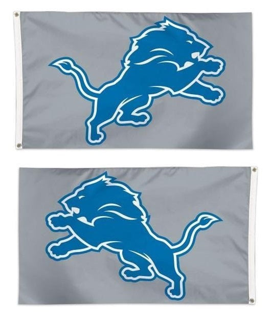 Detroit Lions Flag 3x5 Silver Logo Single Sided heartlandflags