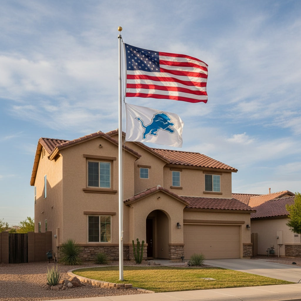 Detroit Lions Flag - White With A Double-Sided Logo, Standard 3x5 heartlandflags