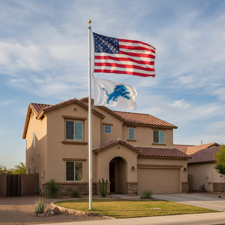Detroit Lions Flag - White With A Double-Sided Logo, Standard 3x5 heartlandflags