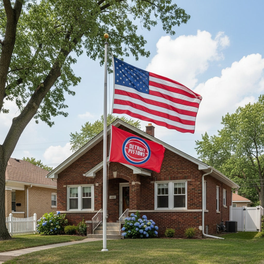 Detroit Pistons 2 Sided Red 3x5 Flag heartlandflags