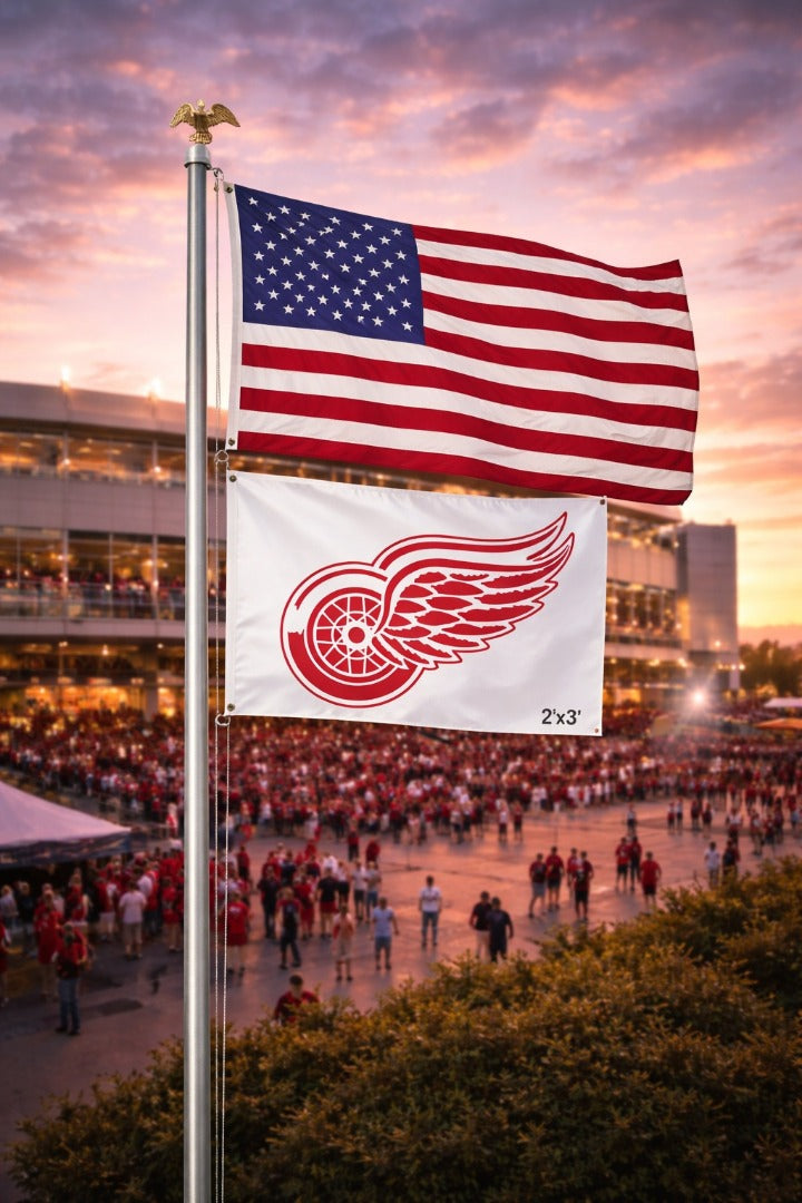 Detroit Red Wings Flag 2 Sided 2x3 Logo heartlandflags