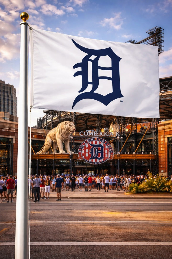 Detroit Tigers 2 Sided White Flag heartlandflags