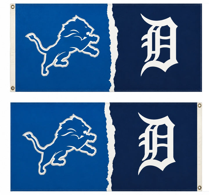 Detroit Tigers - Detroit Lions Flag - 3x5 Double Sided heartlandflags