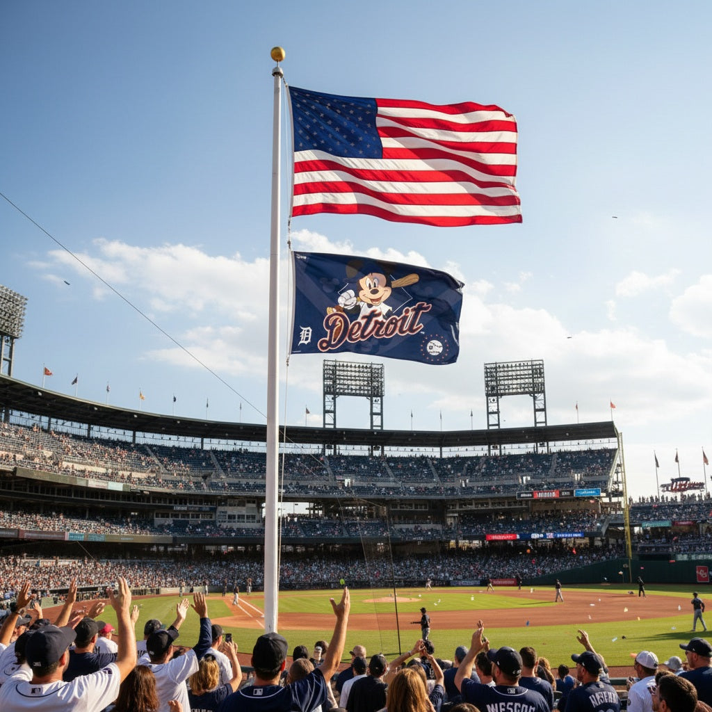 Detroit Tigers Flag 3x5 Mickey Mouse Baseball heartlandflags