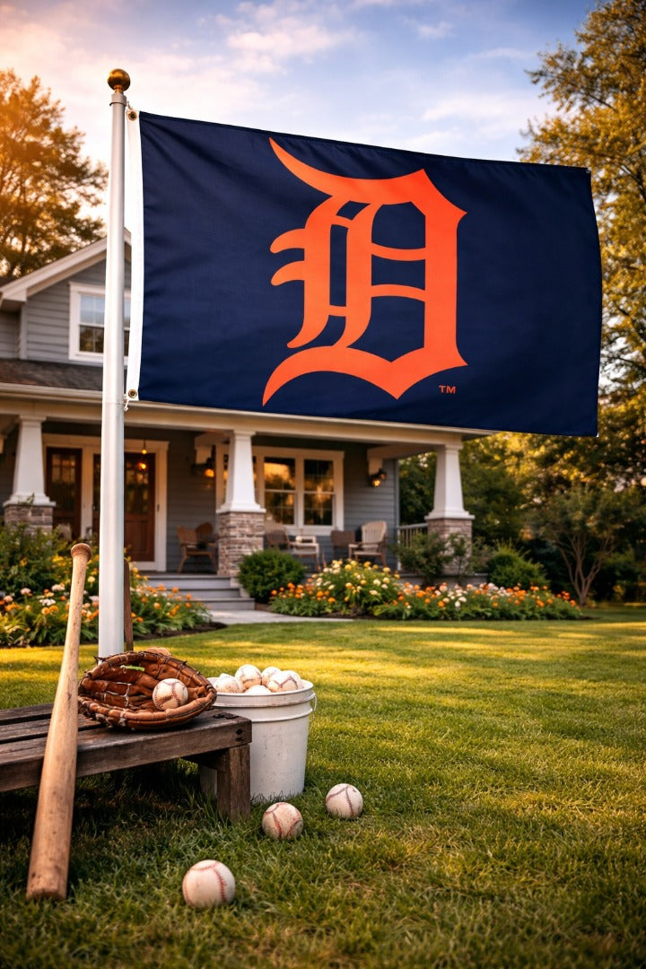 Detroit Tigers Flag 3x5 Orange D 2 Sided heartlandflags