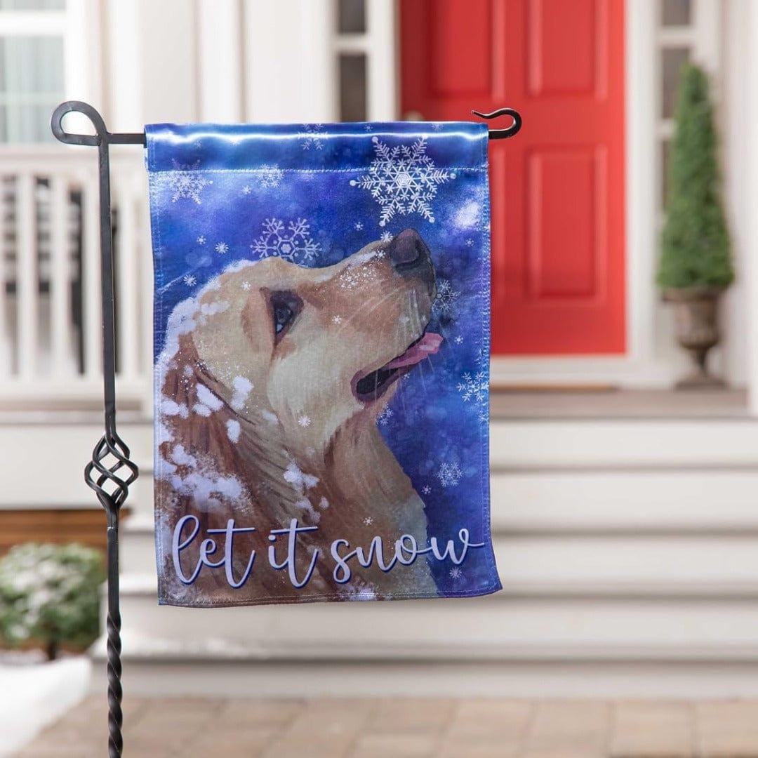 Dog Let It Snow Winter Garden Flag 2 Sided Lustre heartlandflags