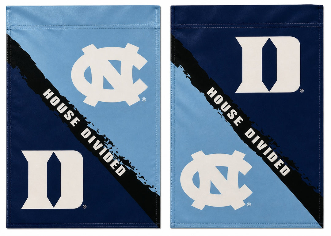 Duke and North Carolina 2 Sided House Divided Garden Flag heartlandflags