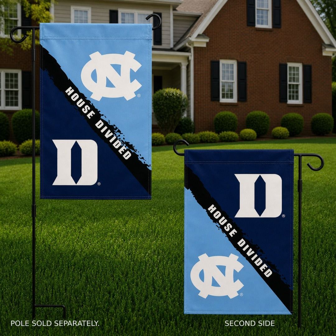 Duke and North Carolina 2 Sided House Divided Garden Flag heartlandflags