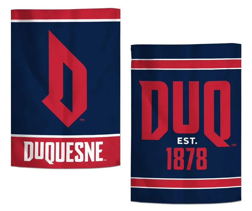 Duquesne Garden Flag 2 Sided Logo DUQ heartlandflags
