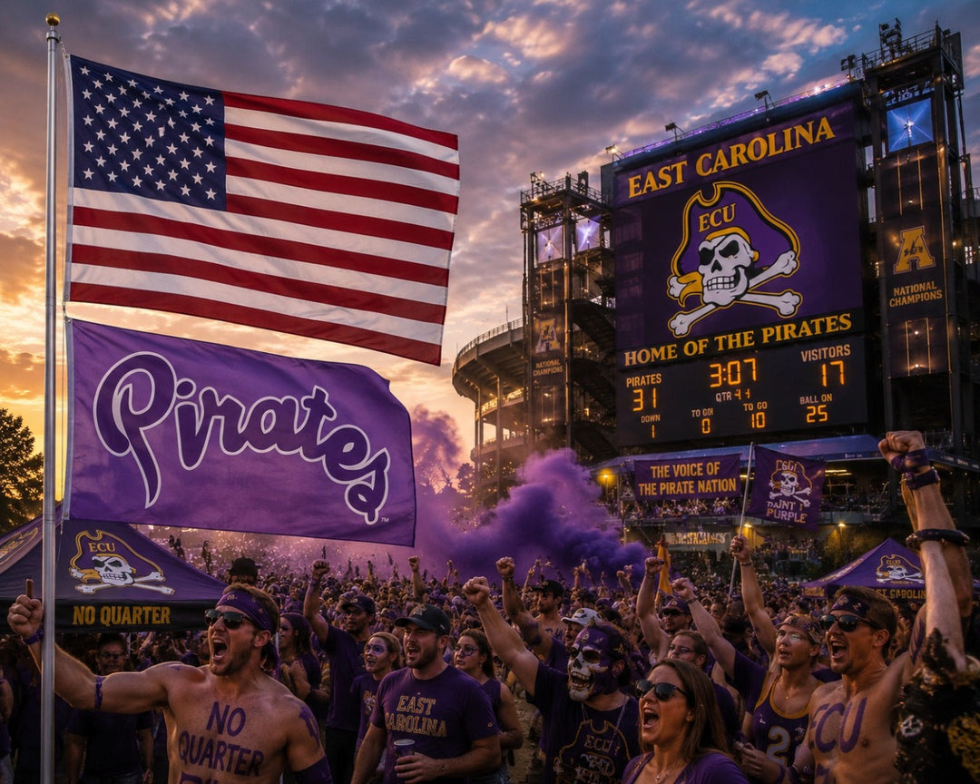 East Carolina Pirates Flag 3x5 Logo Powder Purple heartlandflags