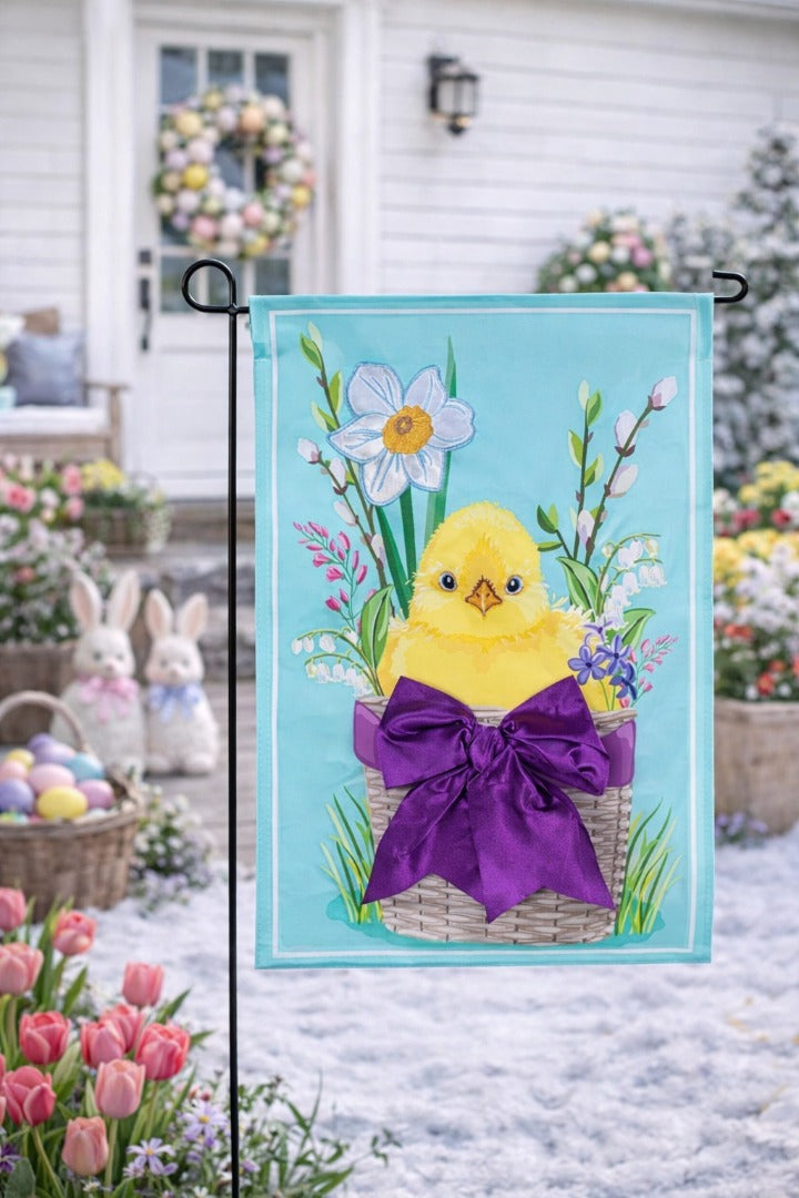 Easter Bow Basket 2 Sided Garden Flag heartlandflags
