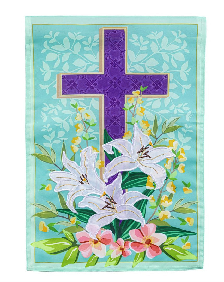 Easter Cross 2 Sided Applique Garden Flag heartlandflags