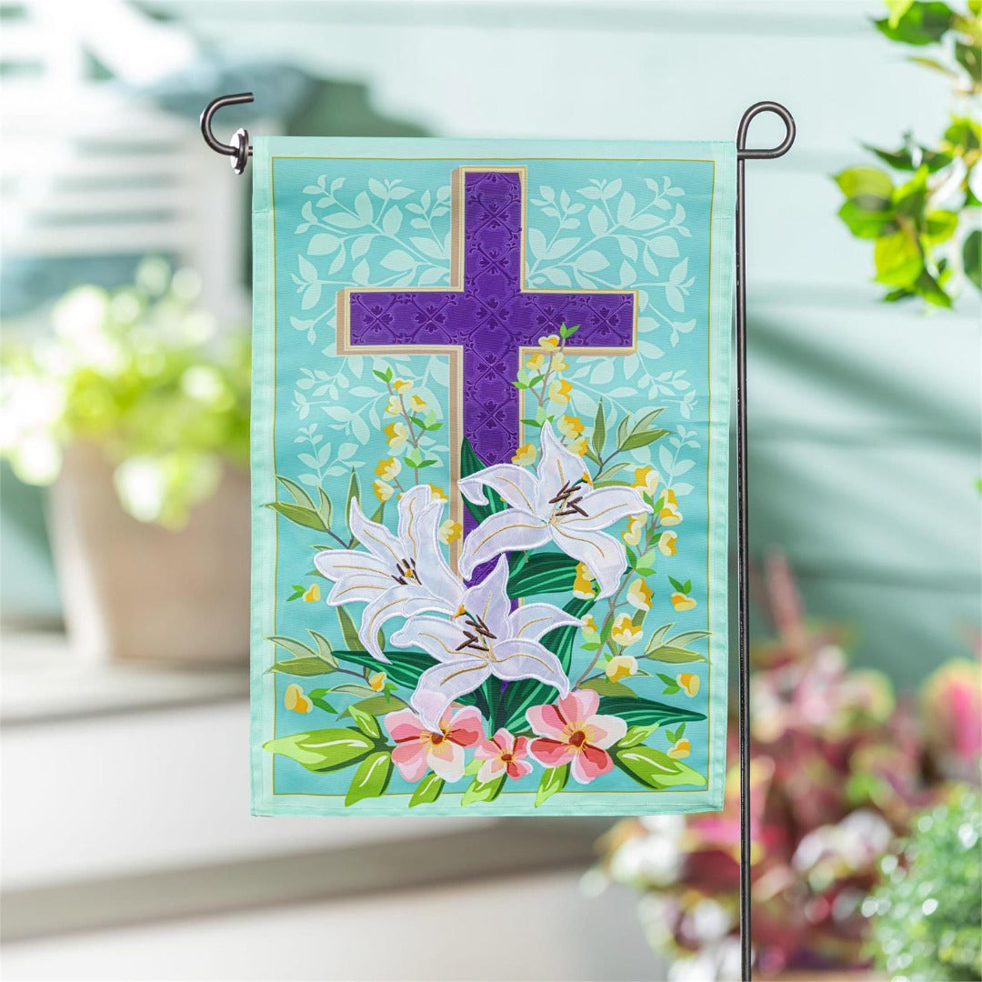 Easter Cross 2 Sided Applique Garden Flag heartlandflags