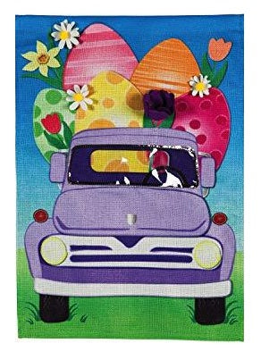 Easter Egg Truck 2 Sided Garden Flag heartlandflags