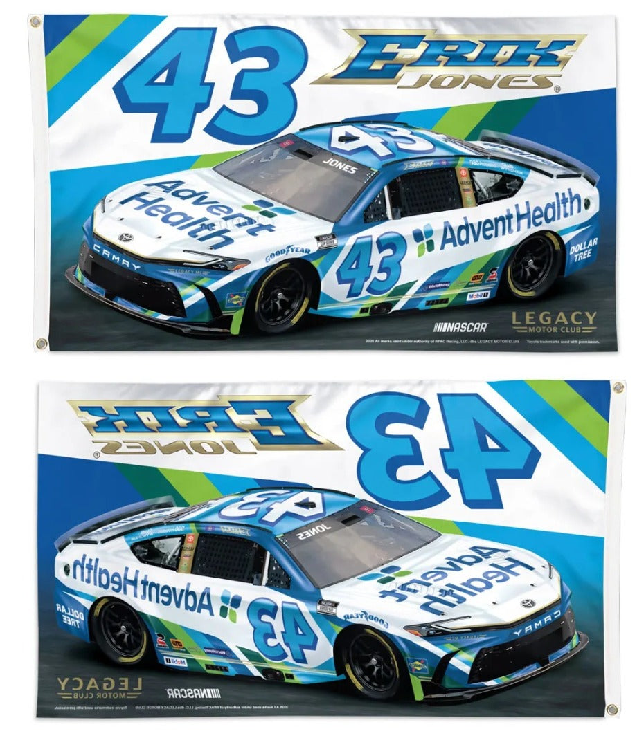Erik Jones 3x5 Flag 2026 Advent Health heartlandflags