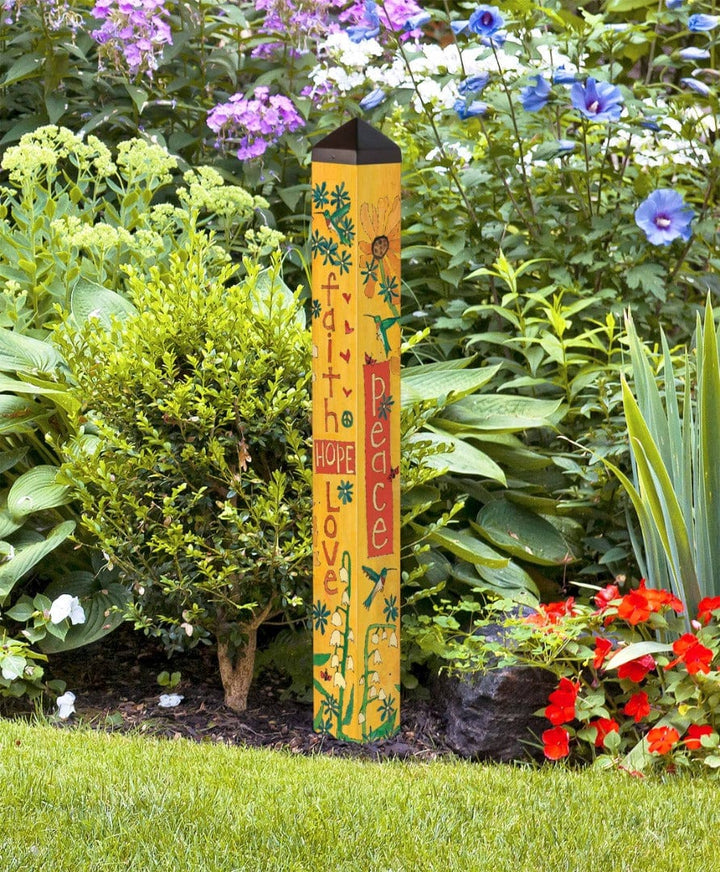 Faith Hope Love Art Pole 40 Inches Tall Painted Peace heartlandflags