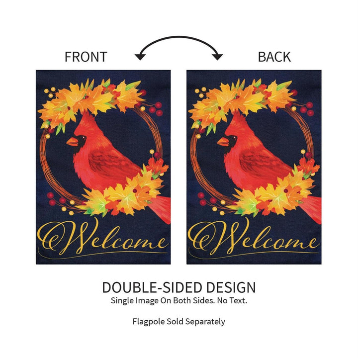 Fall Cardinal Wreath 2-Sided Burlap Garden Flag | 12.5" x 18" heartlandflags