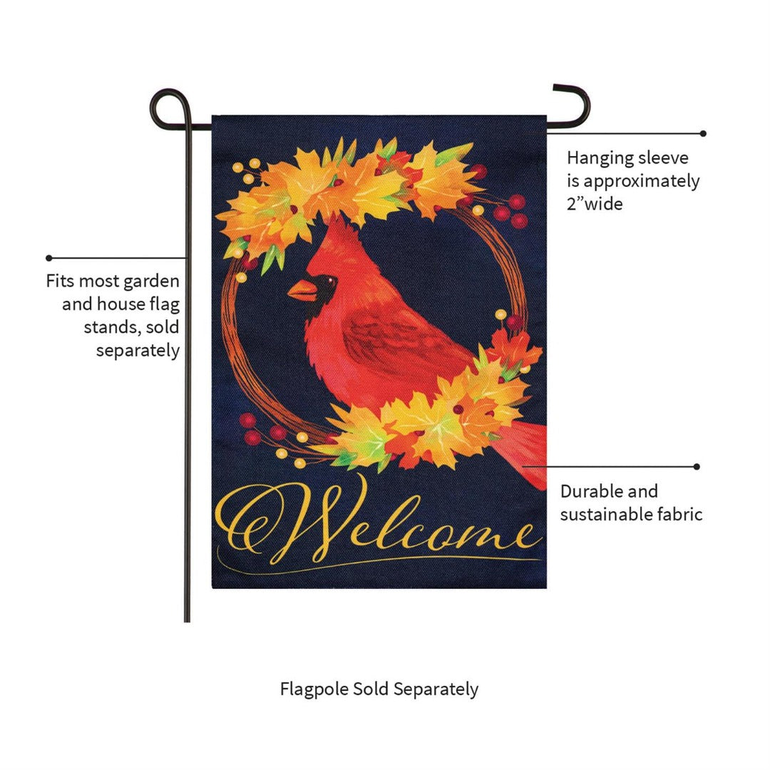 Fall Cardinal Wreath 2-Sided Burlap Garden Flag | 12.5" x 18" heartlandflags
