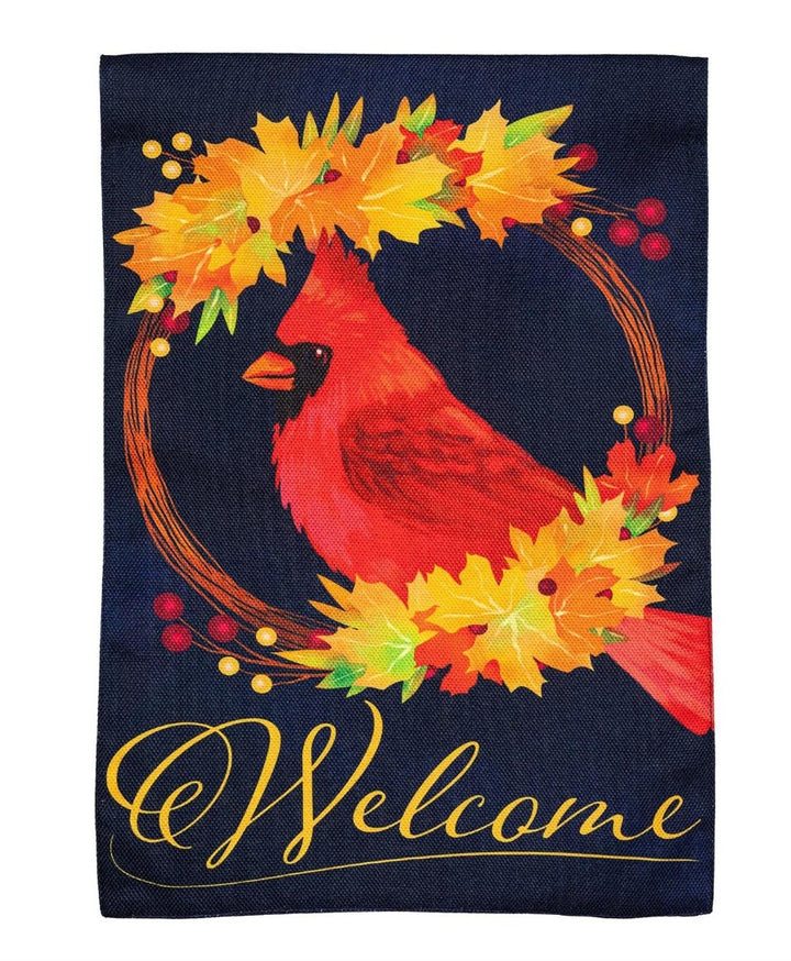 Fall Cardinal Wreath 2-Sided Burlap Garden Flag | 12.5" x 18" heartlandflags