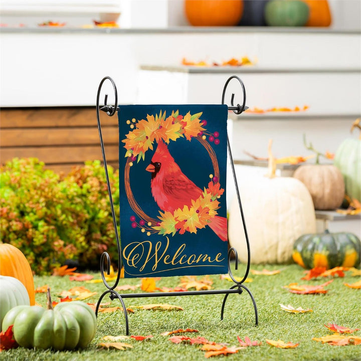 Fall Cardinal Wreath 2-Sided Burlap Garden Flag | 12.5" x 18" heartlandflags