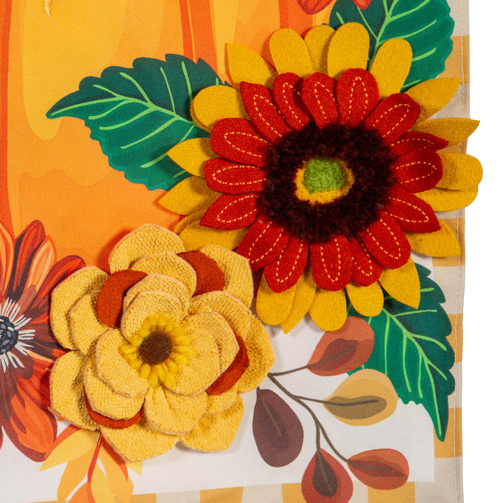 Fall Floral Pumpkin 2 Sided Long Garden Flag heartlandflags
