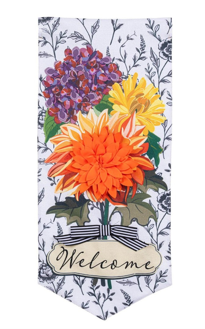 Fall Floral Toile 2 Sided Long Garden Flag heartlandflags