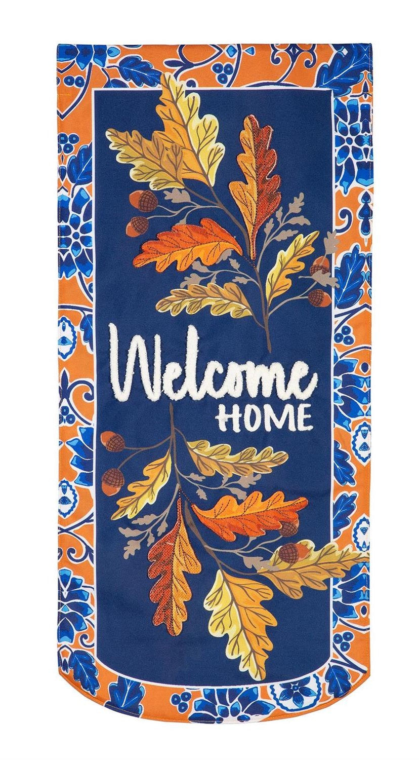 Fall Leaves Welcome 2 Sided Long Garden Flag heartlandflags