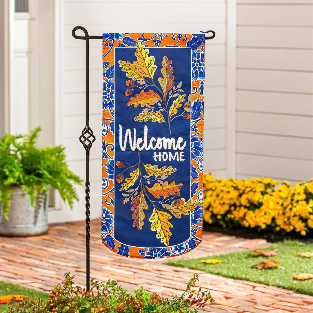 Fall Leaves Welcome 2 Sided Long Garden Flag heartlandflags