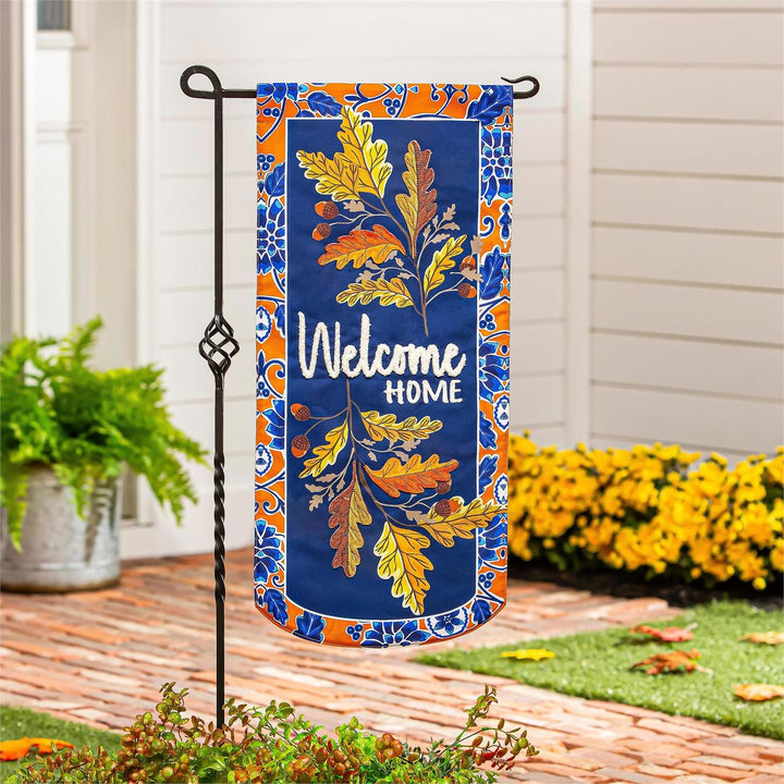 Fall Leaves Welcome 2 Sided Long Garden Flag heartlandflags