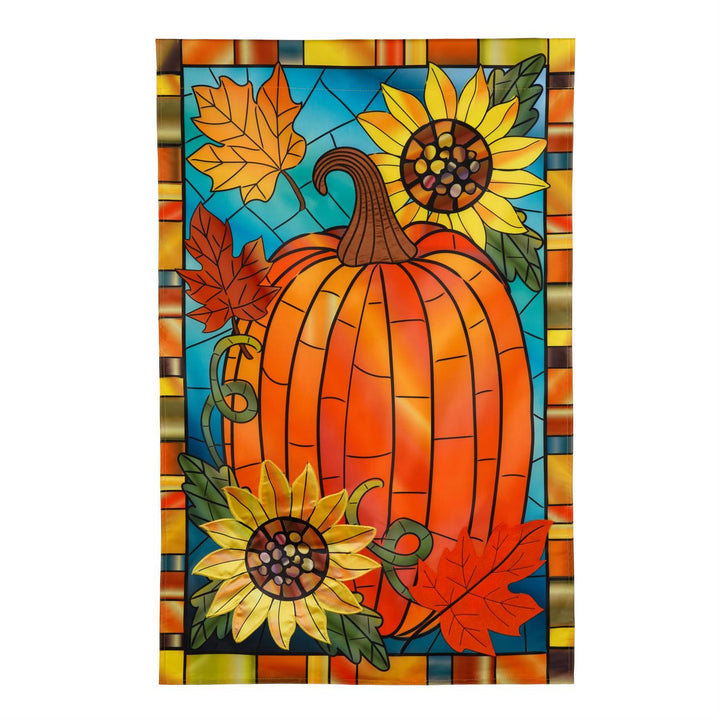 Fall Pumpkin Stained Glass 2 Sided Banner heartlandflags