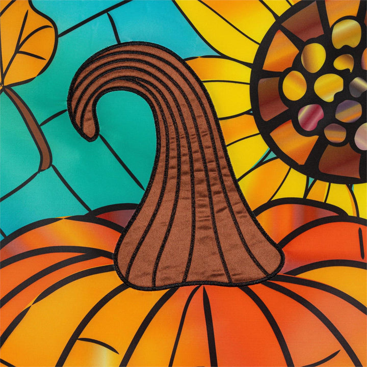 Fall Pumpkin Stained Glass 2 Sided Banner heartlandflags