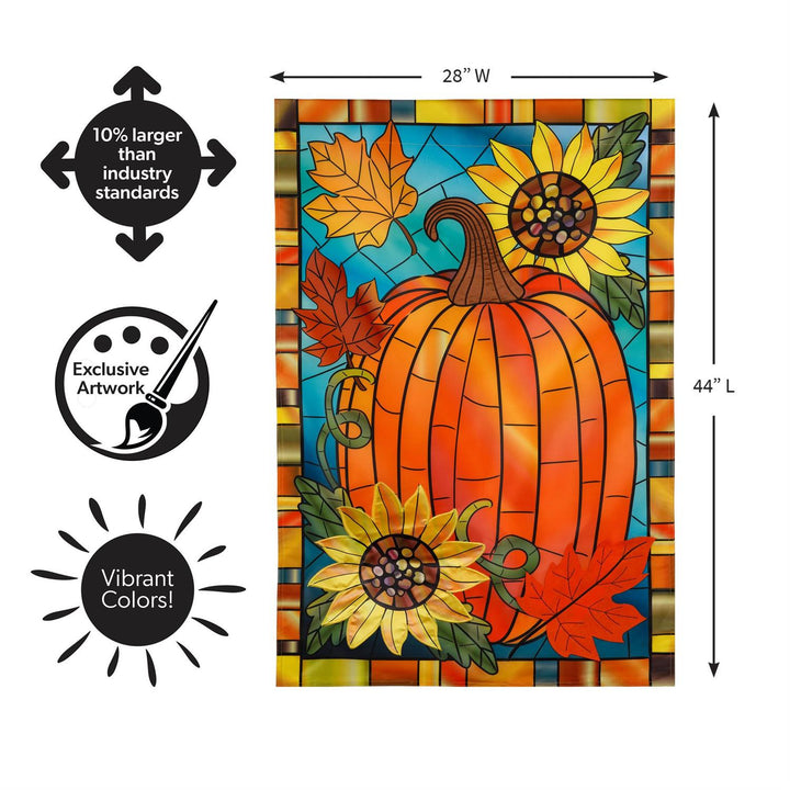 Fall Pumpkin Stained Glass 2 Sided Banner heartlandflags