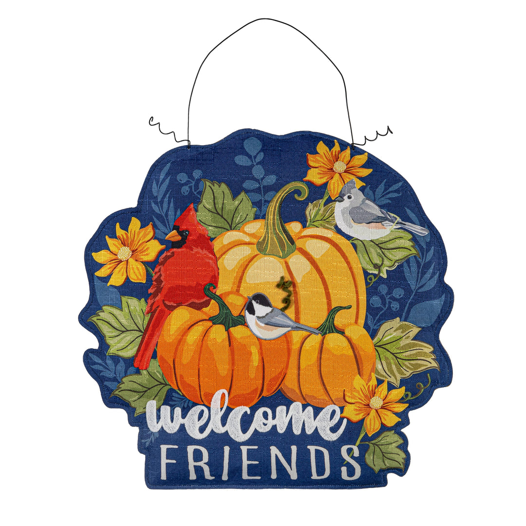 Fall and Halloween Welcome Friends Door Decoration heartlandflags
