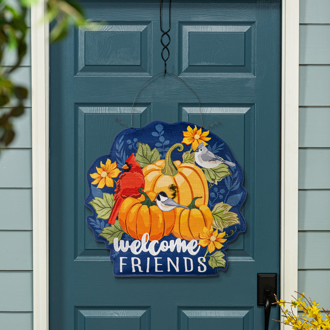 Fall and Halloween Welcome Friends Door Decoration heartlandflags