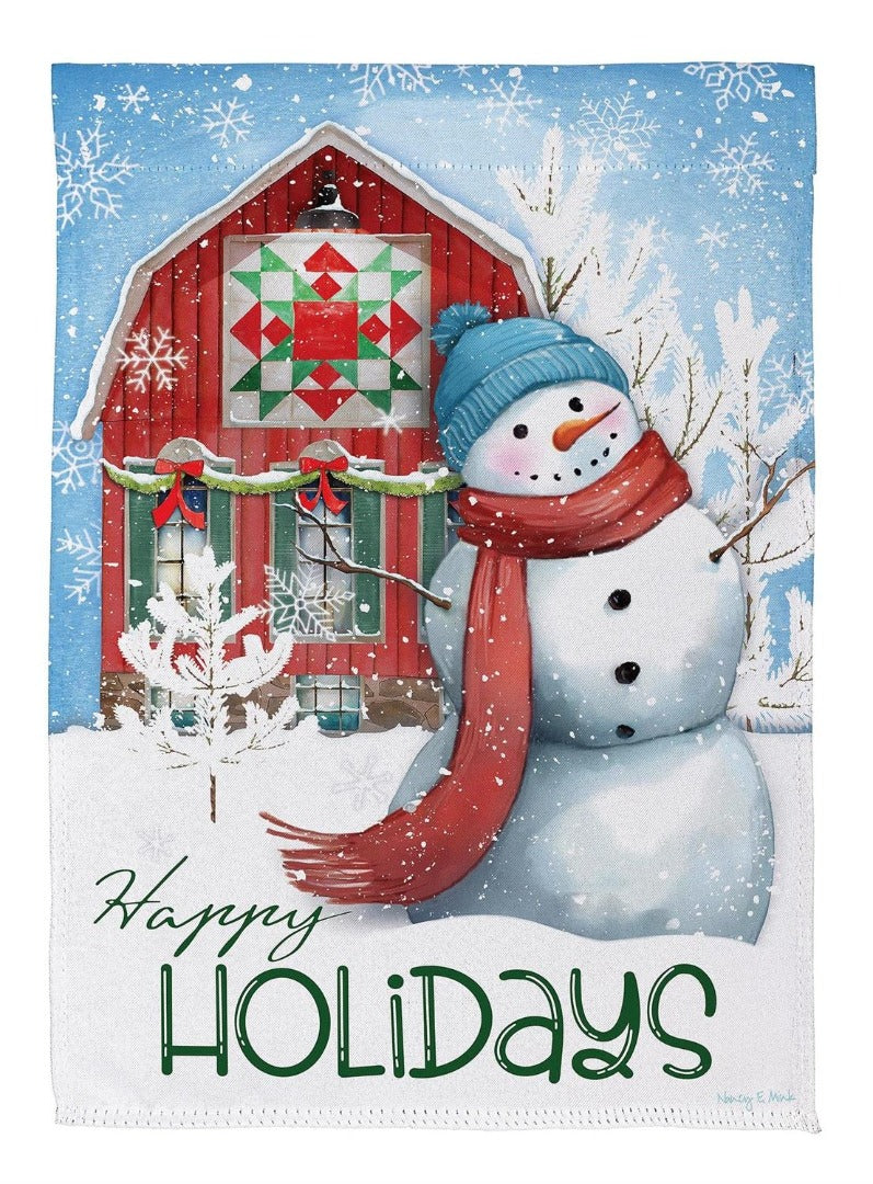 Festive Farm Snowman 2 Sided Garden Flag heartlandflags